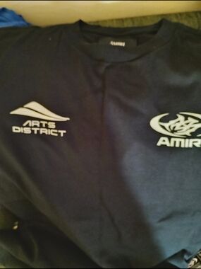 AMIRI Navy Blue Short-Sleeve Tee with White Logos